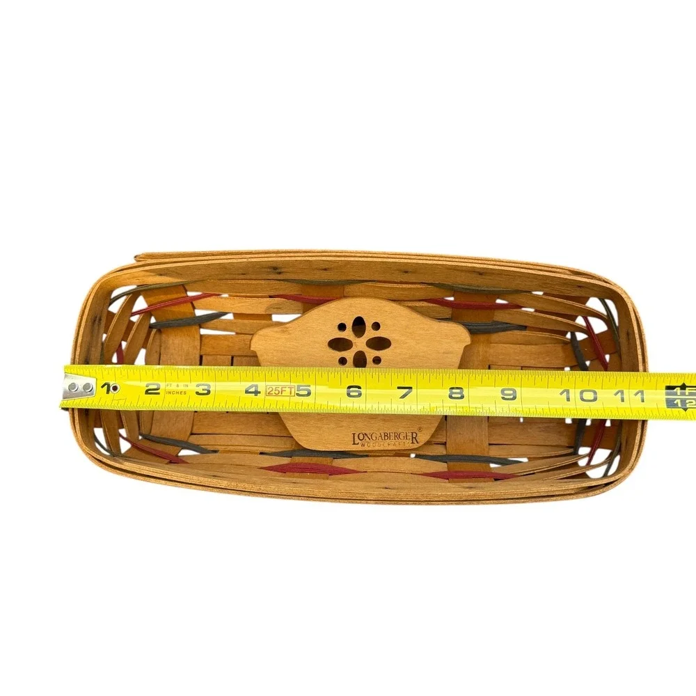Longaberger 1995 Cracker Basket With Divider Red‎ Green Christmas 5